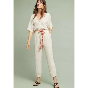 Anthropologie Soleil Belted Jumpsuit